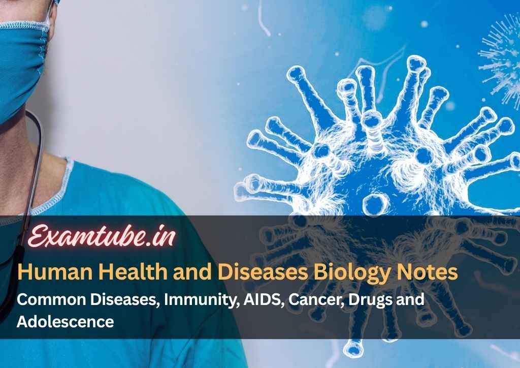 Human Health and Diseases Biology Notes - Common Diseases, Immunity, AIDS, Cancer, Drugs and Adolescence